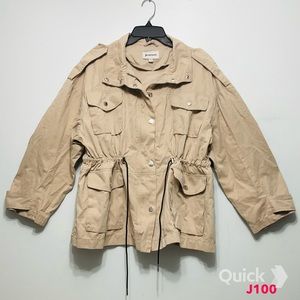 S - New Stradivarius Oversized Drawstring Waist Jacket